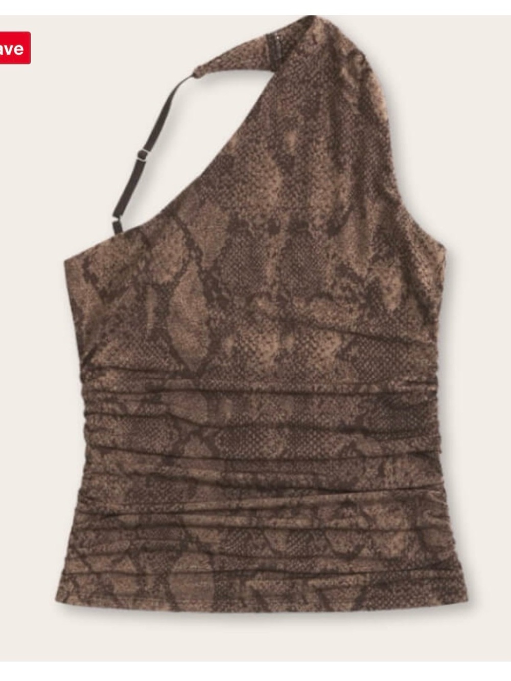 Abercrombie & Fitch One-Shoulder Brown Snake-Print Ruched asymmetrical Top